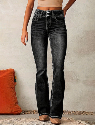 Dame Højtaljede Jeans med Vide Ben