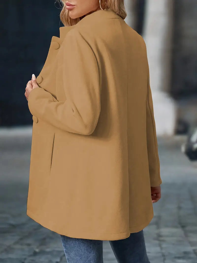 Dame Elegant Lang Vinterfrakke med Knapper