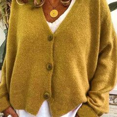 Dame Cardigan med V-Hals og Knapper