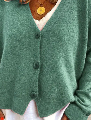 Dame Cardigan med V-Hals og Knapper