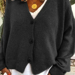 Dame Cardigan med V-Hals og Knapper
