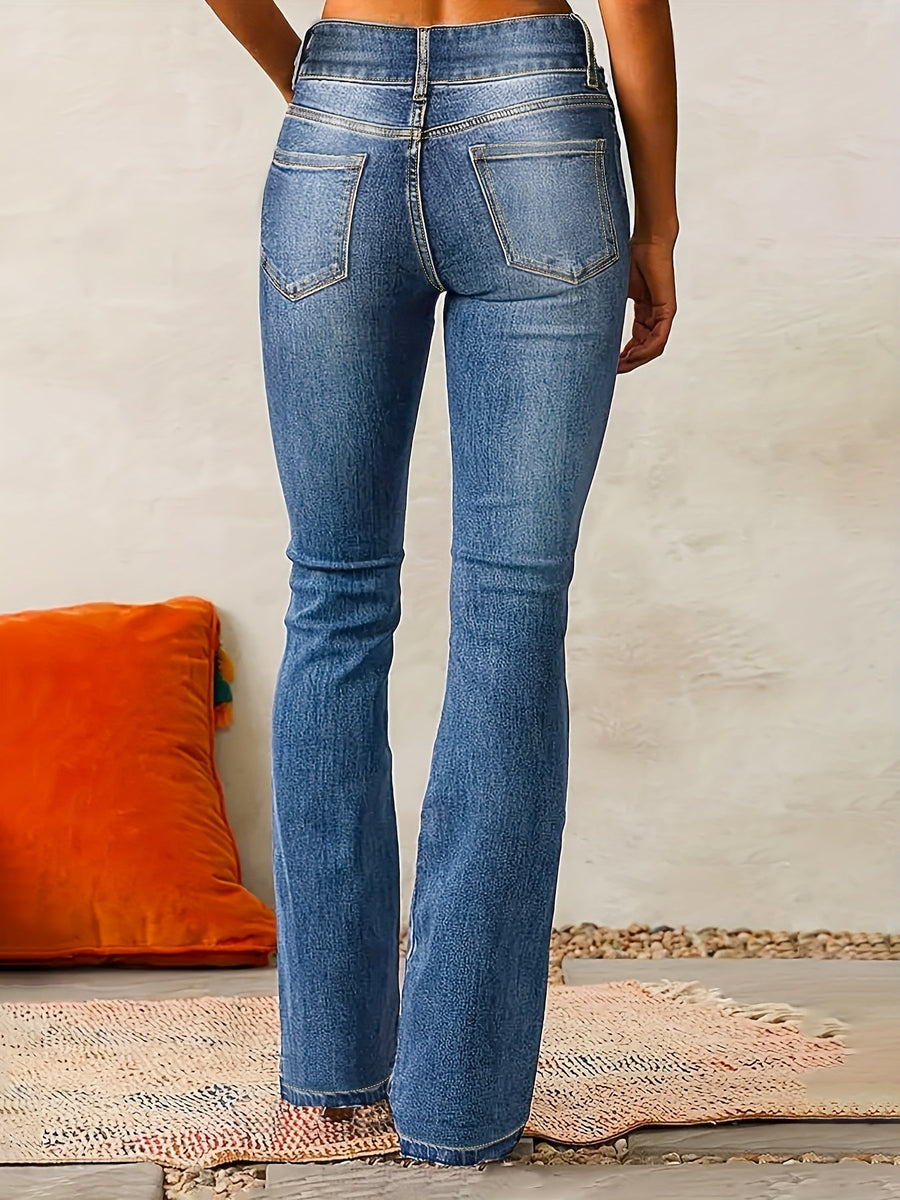 Dame Højtaljede Jeans med Vide Ben