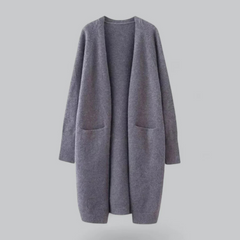 Dame Tykstrik Cardigan med Åben Front