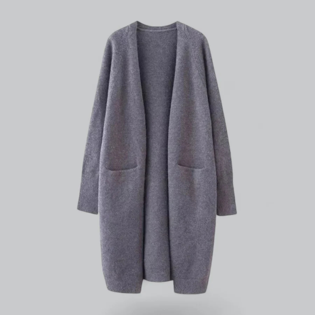 Dame Tykstrik Cardigan med Åben Front