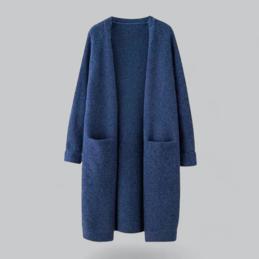 Dame Tykstrik Cardigan med Åben Front