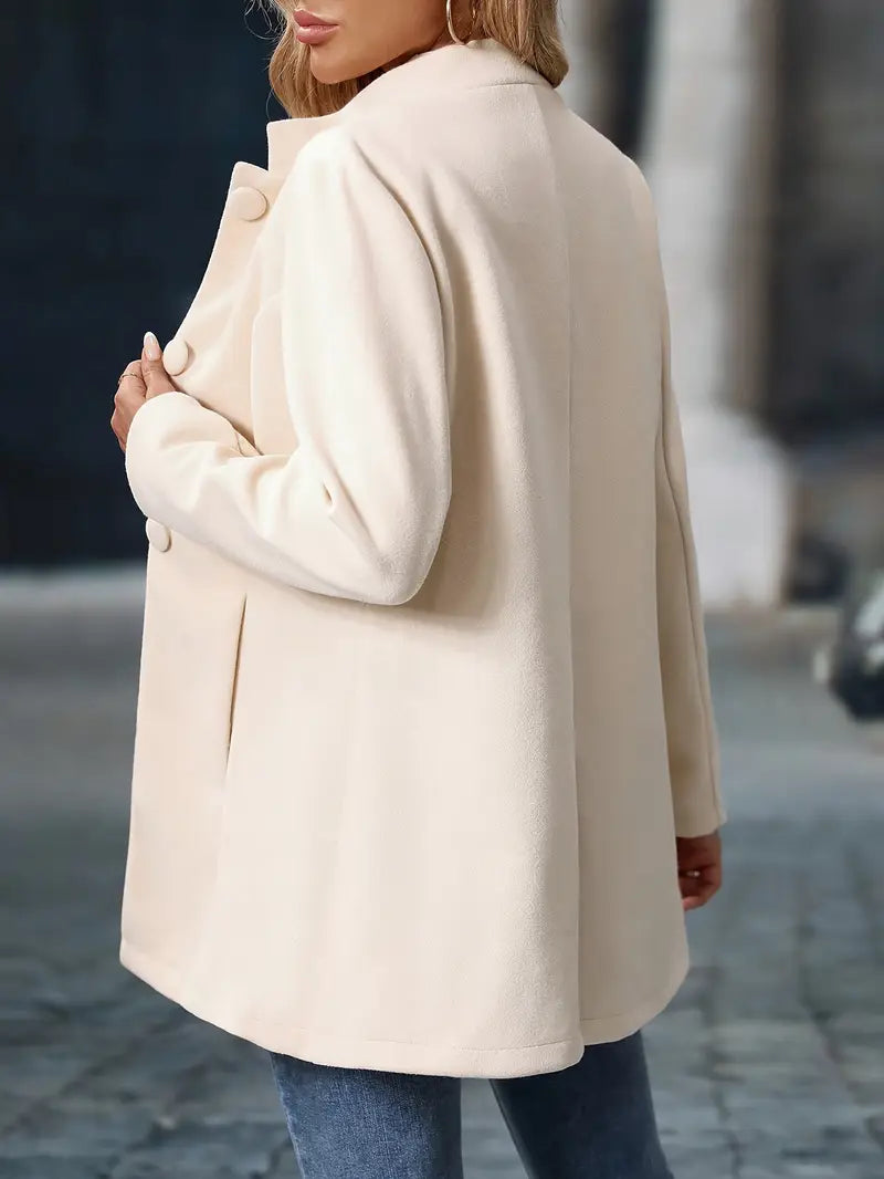 Dame Elegant Lang Vinterfrakke med Knapper