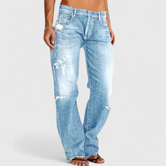 Dame Vintage Loose Fit Jeans i Vasket Denim