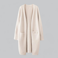 Dame Tykstrik Cardigan med Åben Front