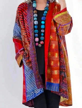 Dame Lang Cardigan med Åben Front