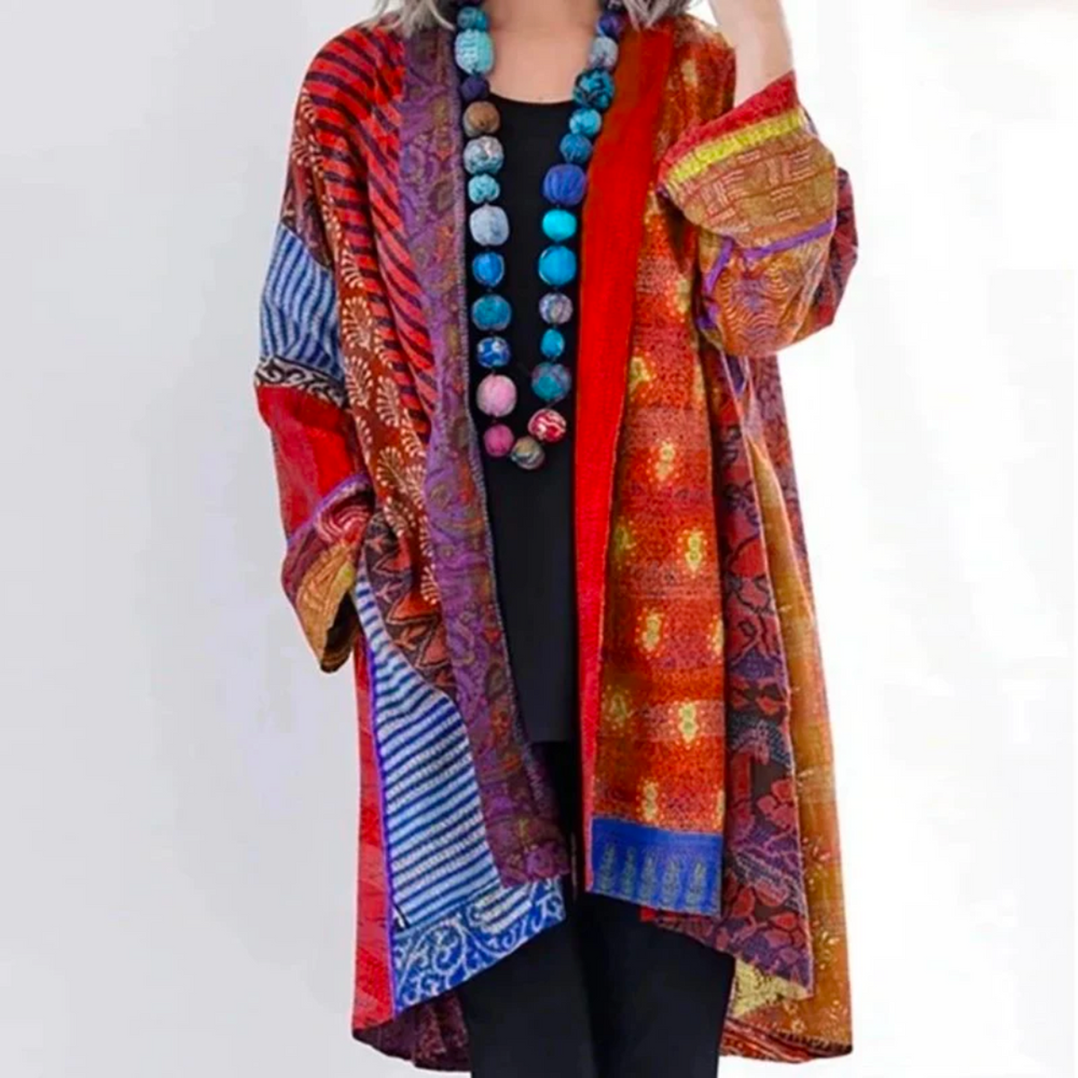 Dame Lang Cardigan med Åben Front