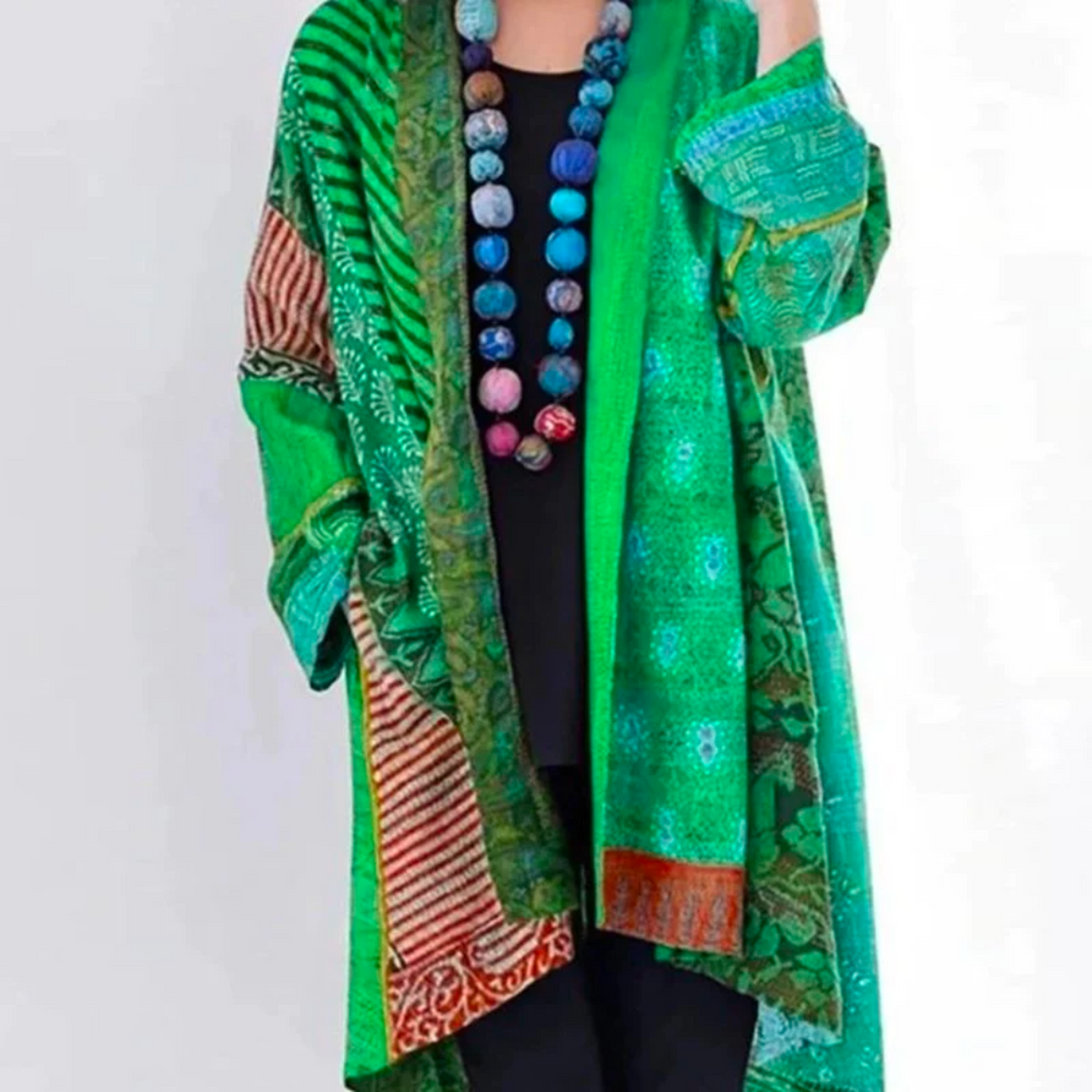 Dame Lang Cardigan med Åben Front