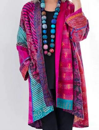 Dame Lang Cardigan med Åben Front