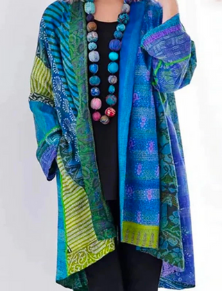 Dame Lang Cardigan med Åben Front