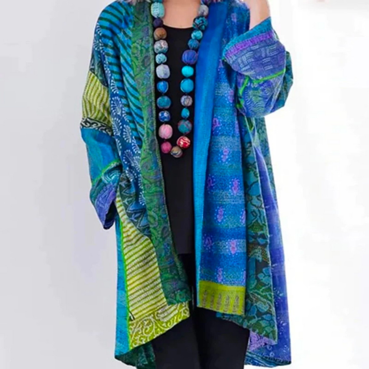 Dame Lang Cardigan med Åben Front