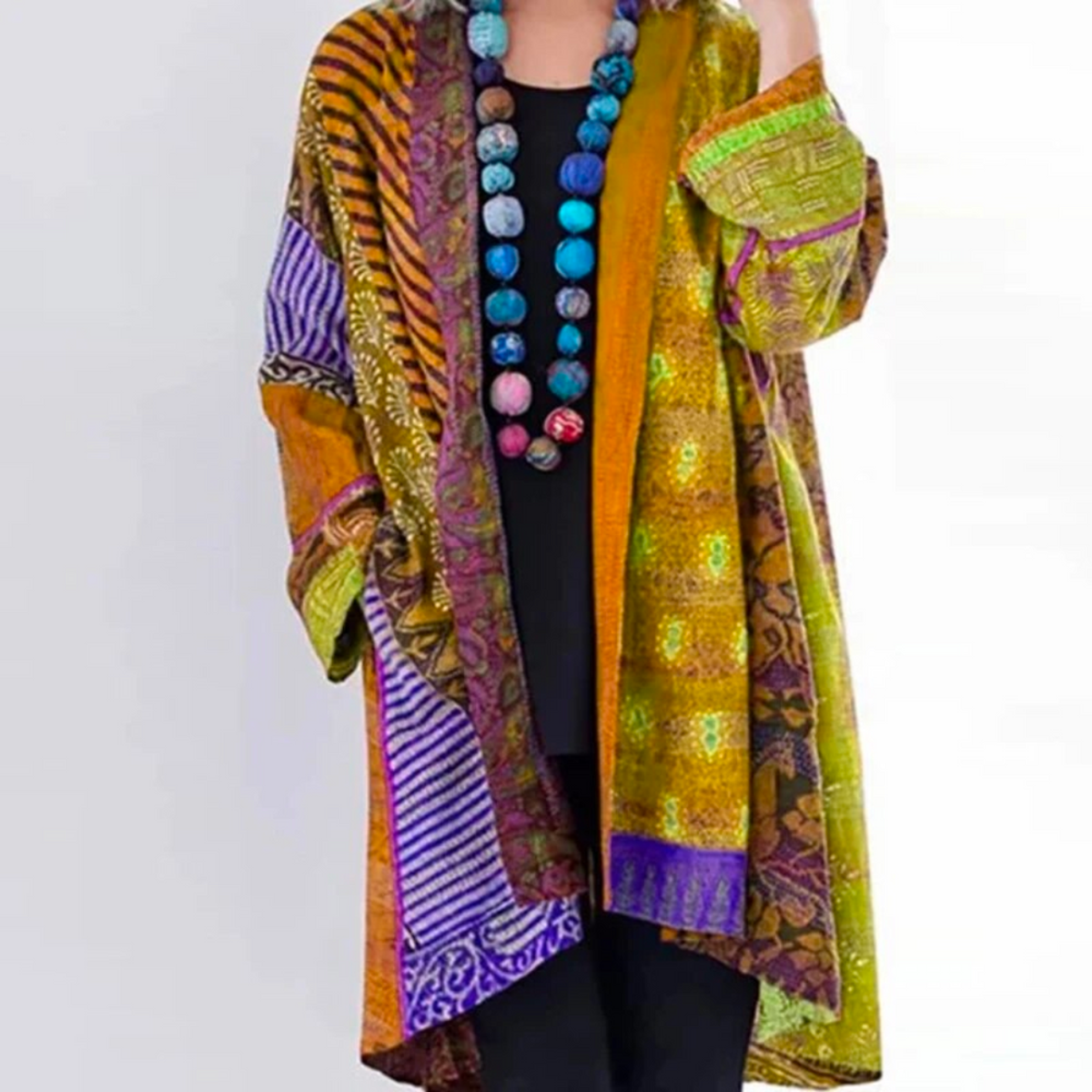 Dame Lang Cardigan med Åben Front
