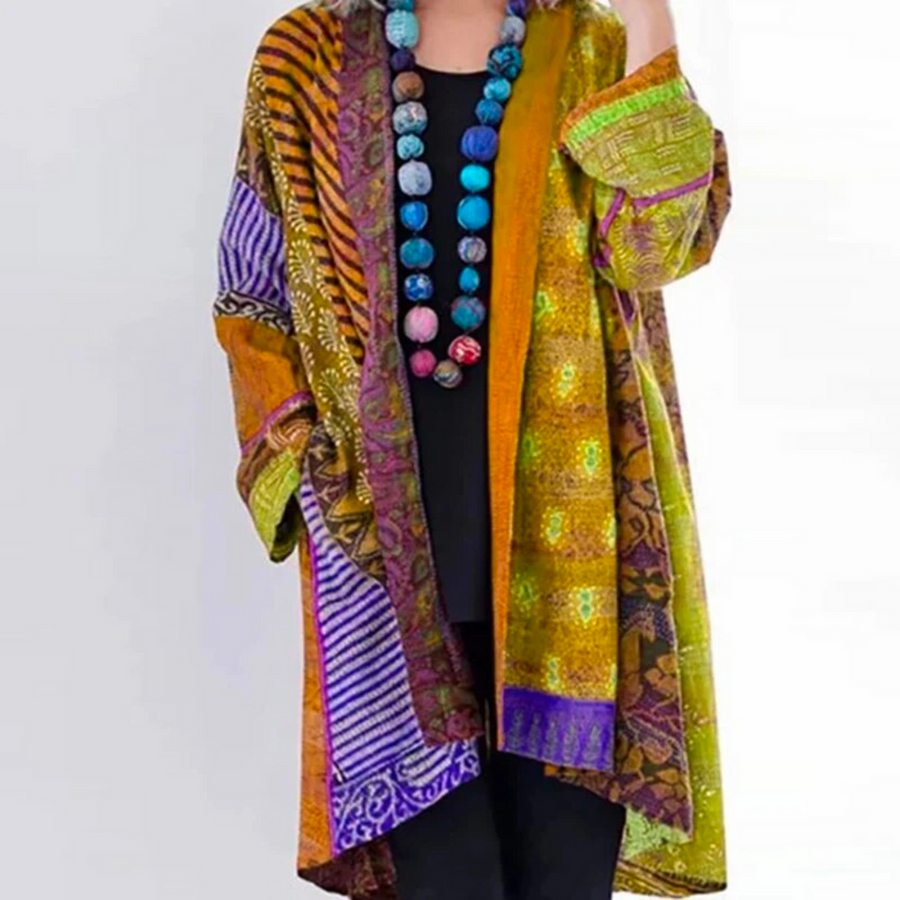 Dame Lang Cardigan med Åben Front