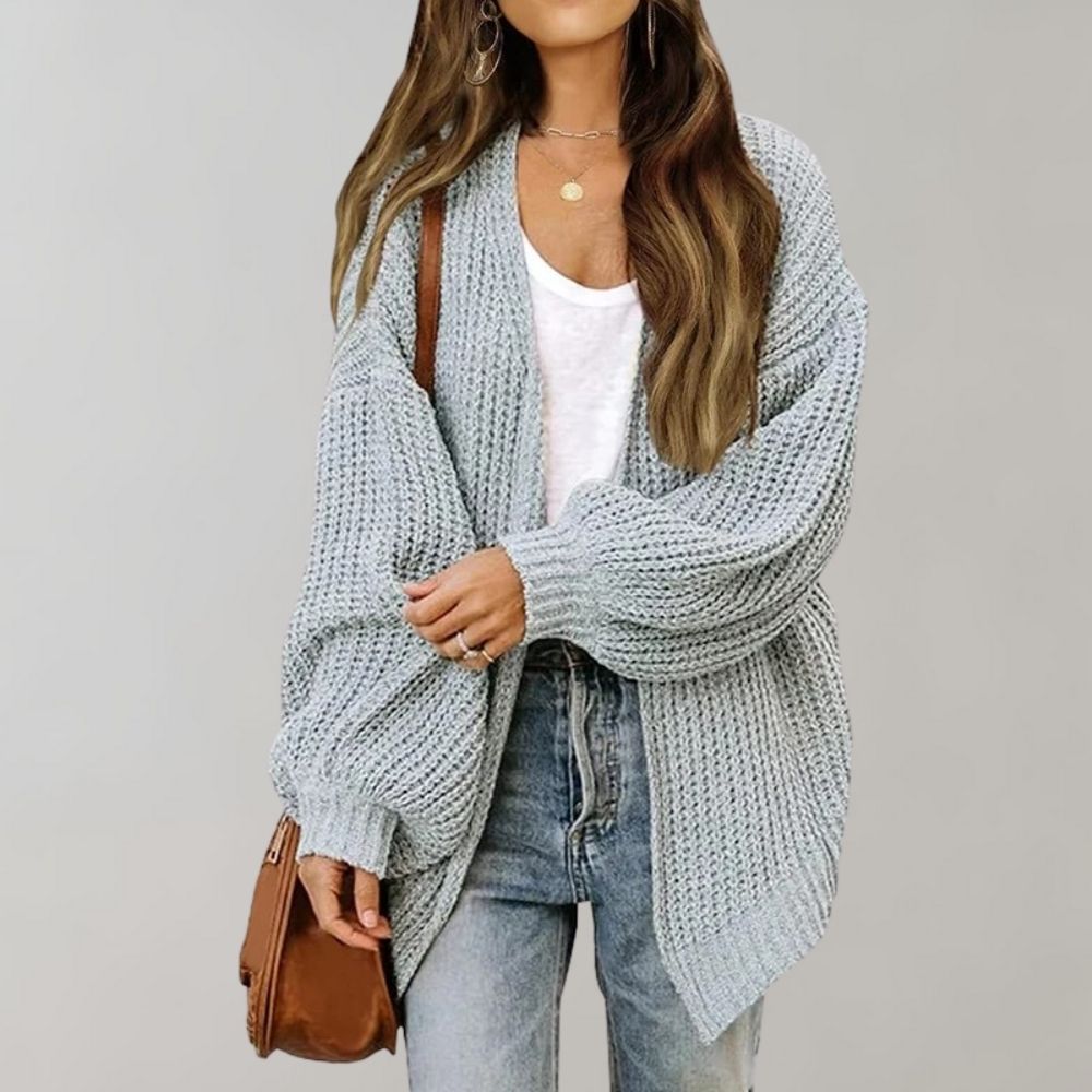 Dame Afslappet Cardigan med Åben Front
