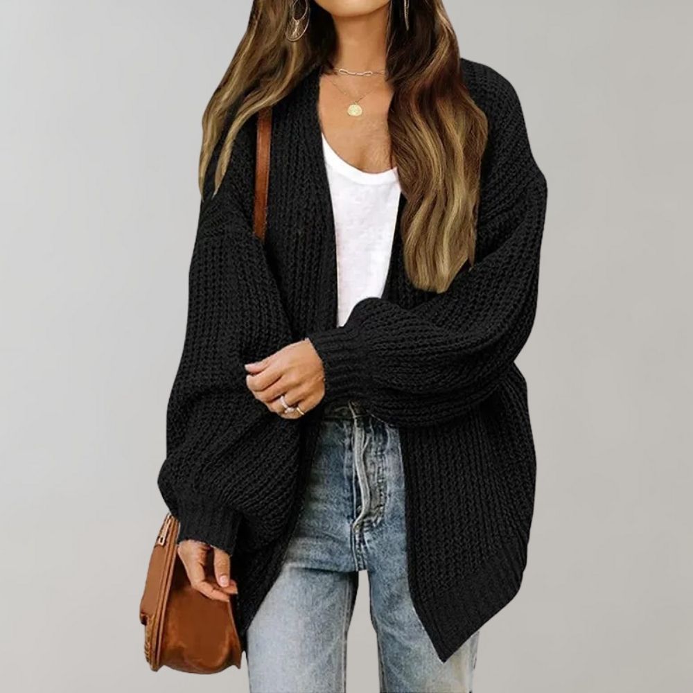 Dame Afslappet Cardigan med Åben Front