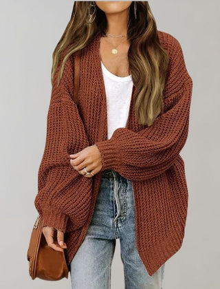 Dame Afslappet Cardigan med Åben Front