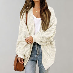 Dame Afslappet Cardigan med Åben Front