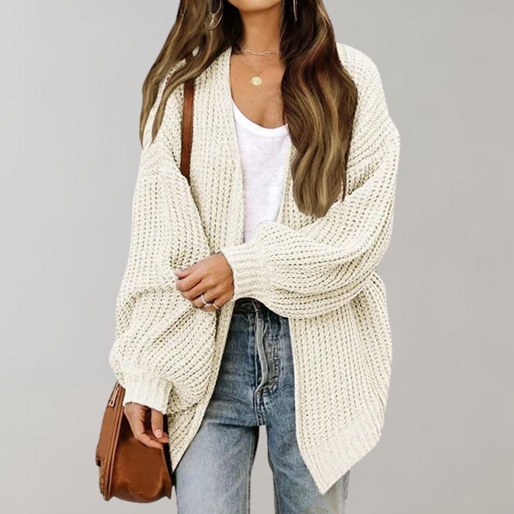 Dame Afslappet Cardigan med Åben Front