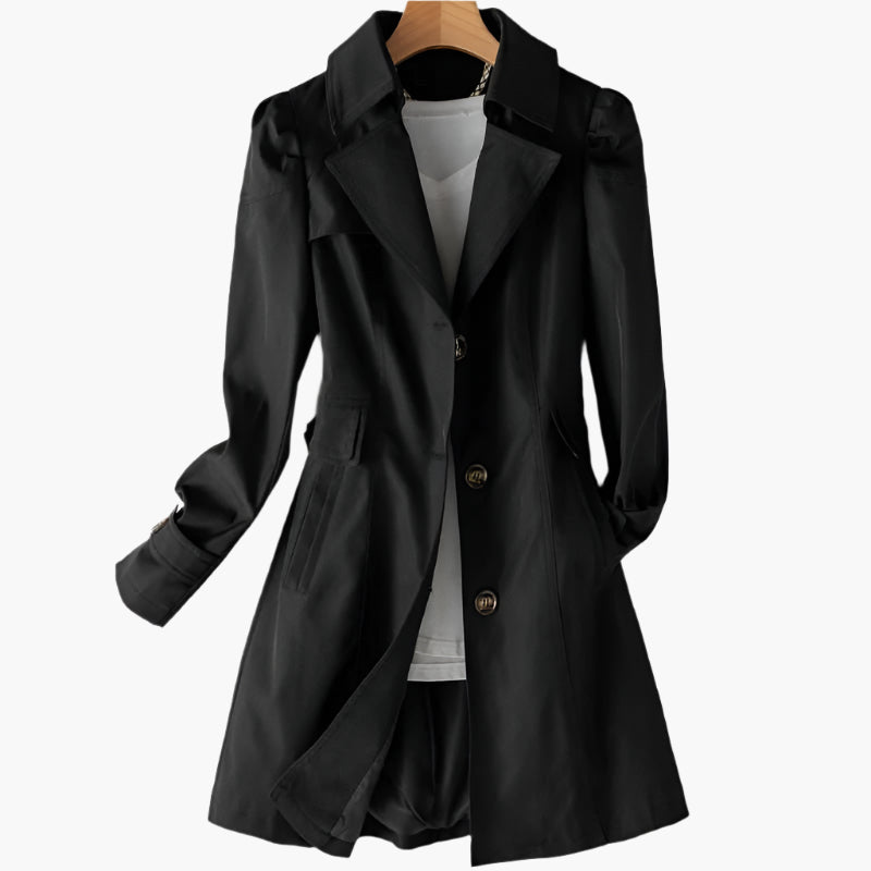 Dame Lang Trenchcoat med Knapper