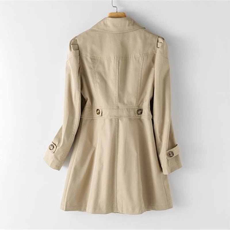 Dame Lang Trenchcoat med Knapper