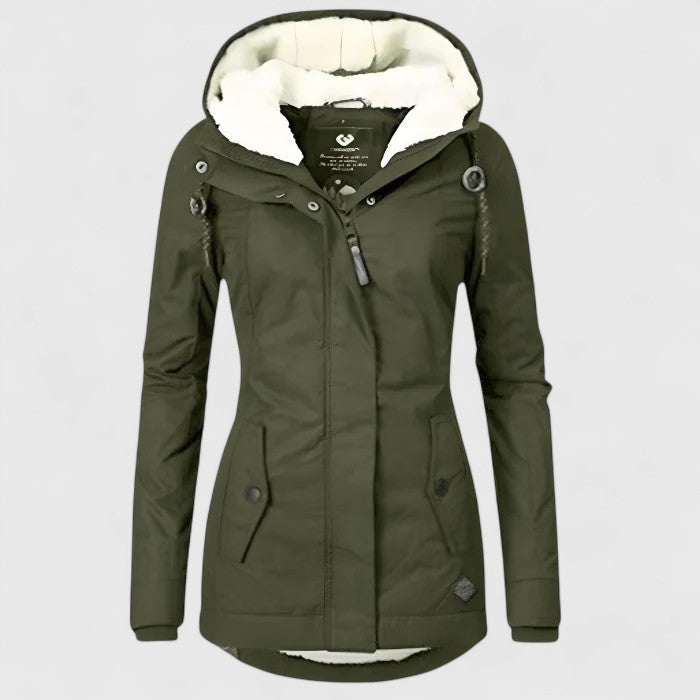 Dame Vandtæt Lang Vinterjakke med Hætte