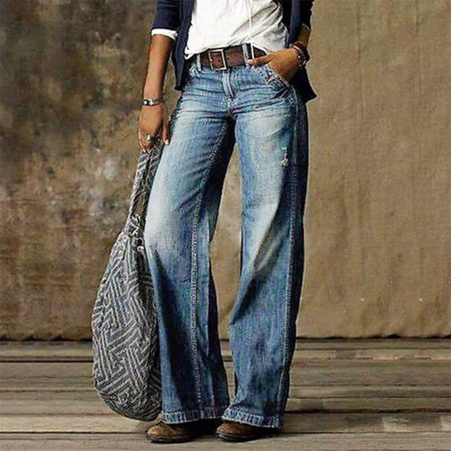 Dame Vintage Jeans med Vide Ben