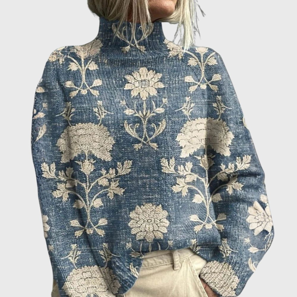 Dame Rullekravetrøje med Print