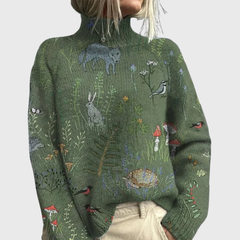 Dame Rullekravetrøje med Print