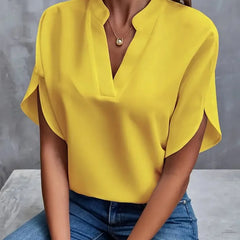 Dame Flydende Bluse med V-Hals