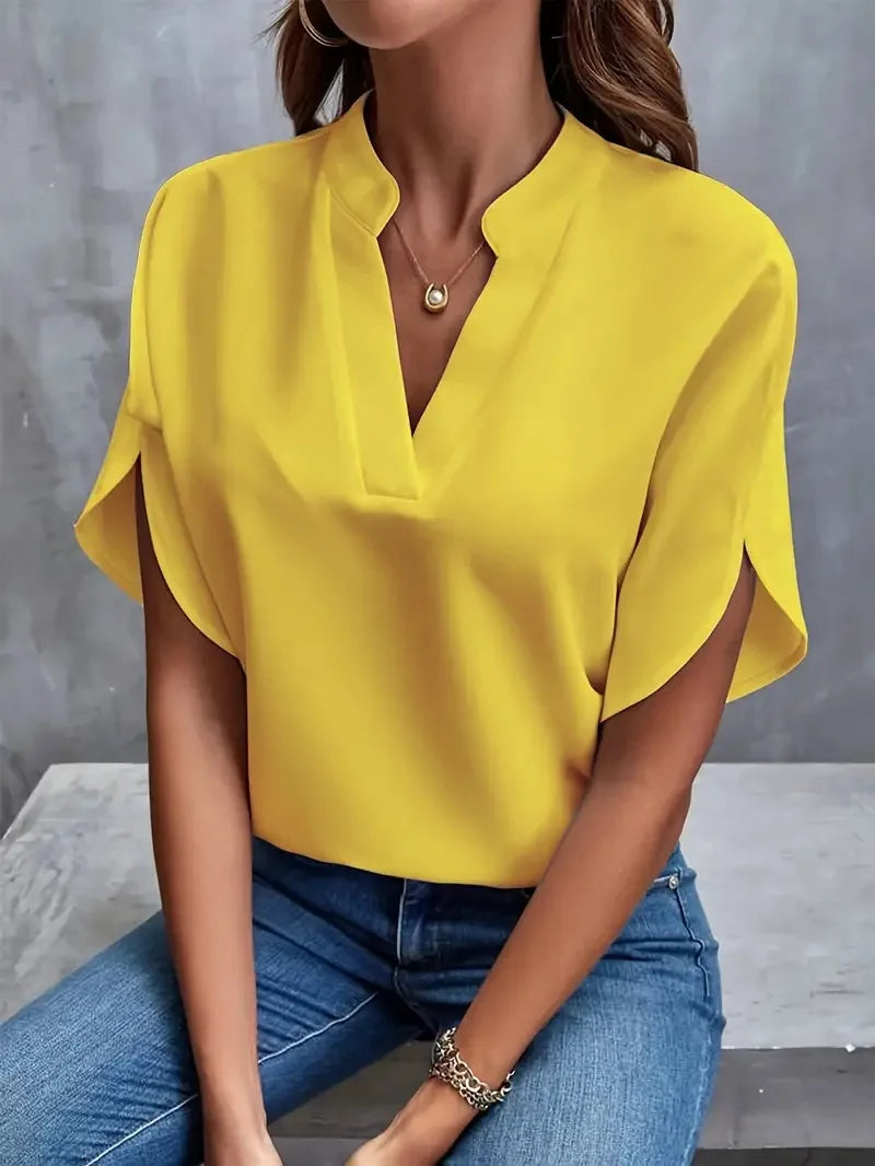 Dame Flydende Bluse med V-Hals