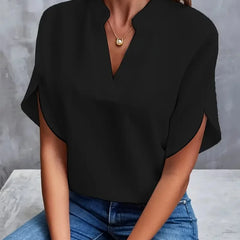 Dame Flydende Bluse med V-Hals