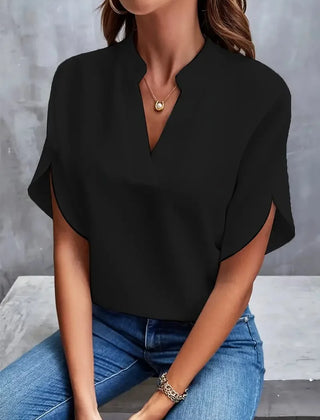 Dame Flydende Bluse med V-Hals
