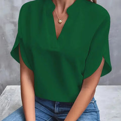 Dame Flydende Bluse med V-Hals