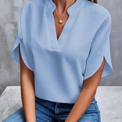Dame Flydende Bluse med V-Hals