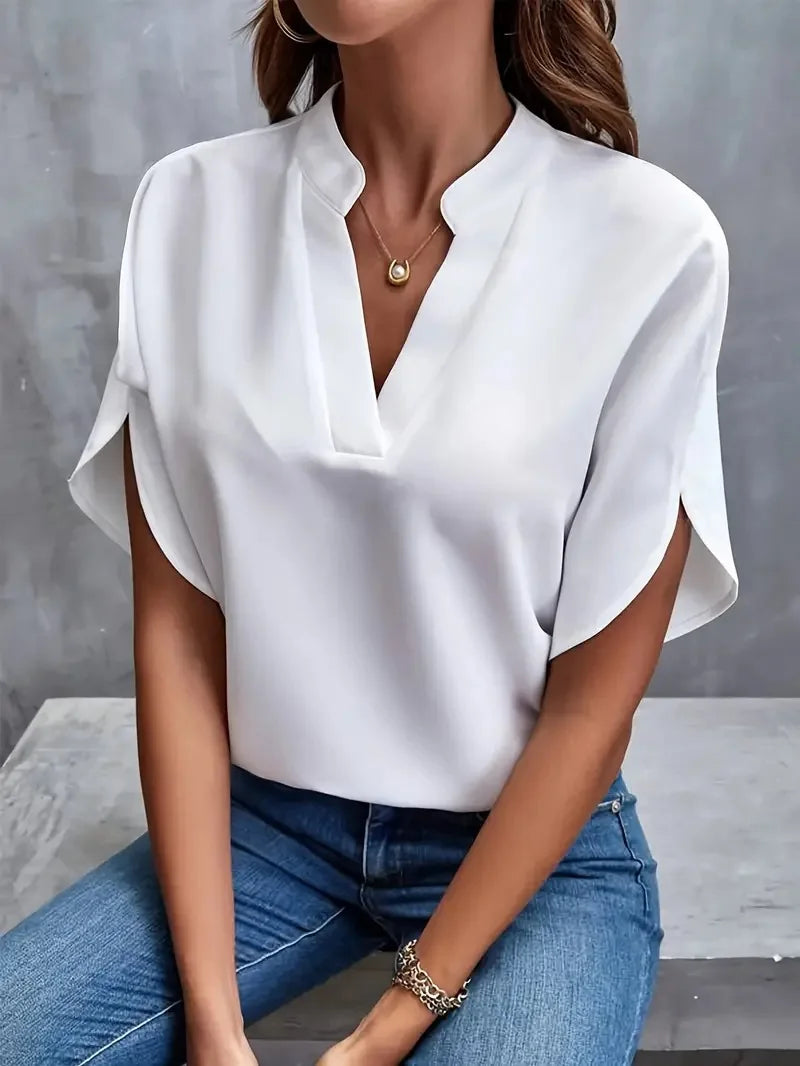 Dame Flydende Bluse med V-Hals