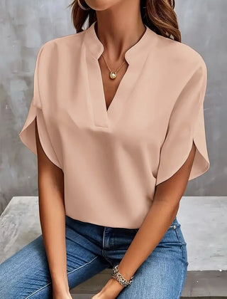 Dame Flydende Bluse med V-Hals