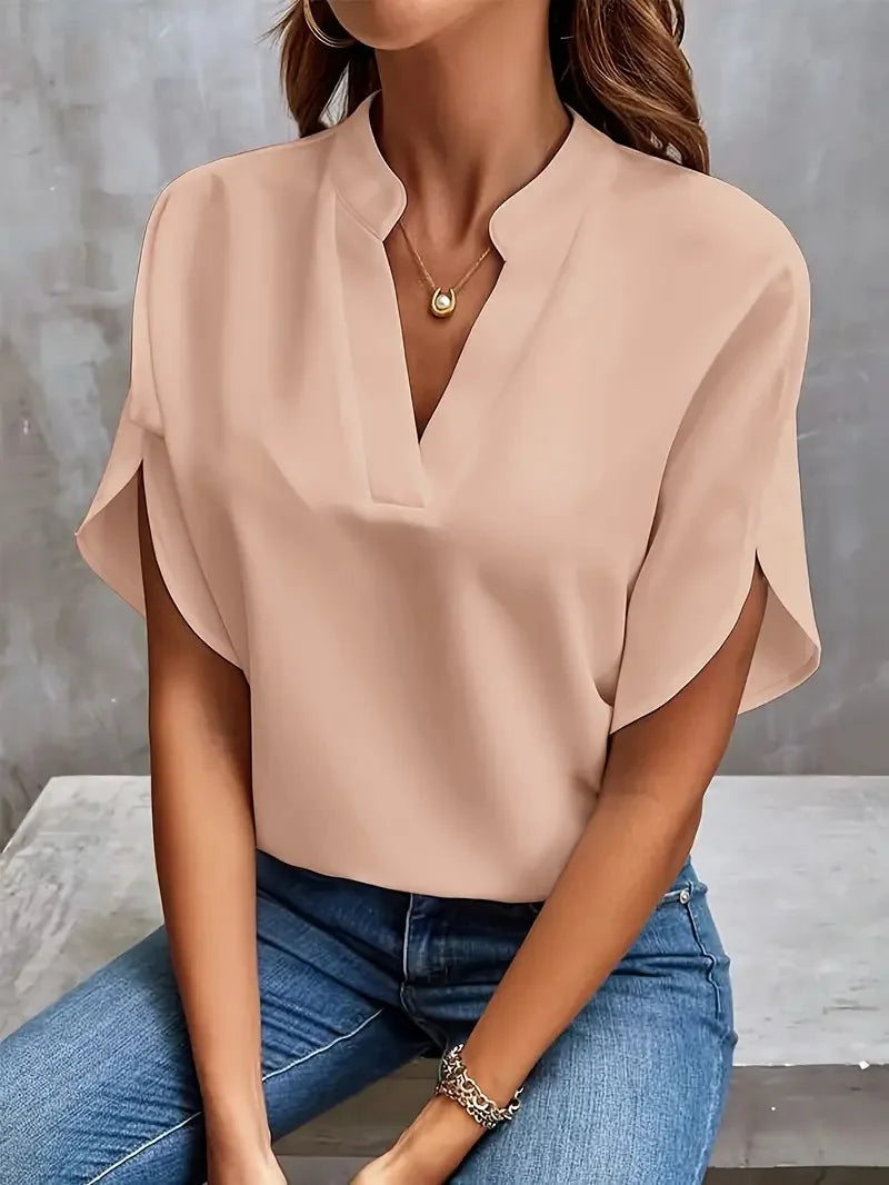 Dame Flydende Bluse med V-Hals