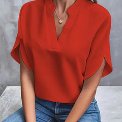 Dame Flydende Bluse med V-Hals