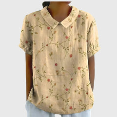 Dame Blomstret Bluse med Korte Ærmer
