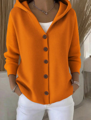 Dame Cardigan med Hætte og Knapper