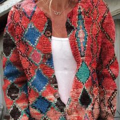 Dame Blomstret Cardigan med Knapper