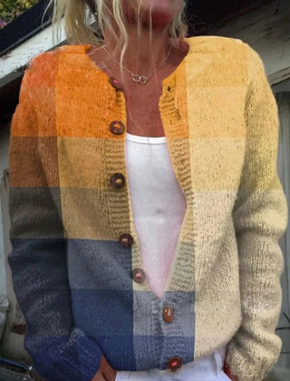 Dame Blomstret Cardigan med Knapper