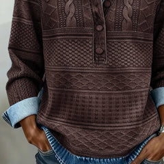Dame Kabelstrik Sweatshirt med Krave