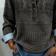 Dame Kabelstrik Sweatshirt med Krave