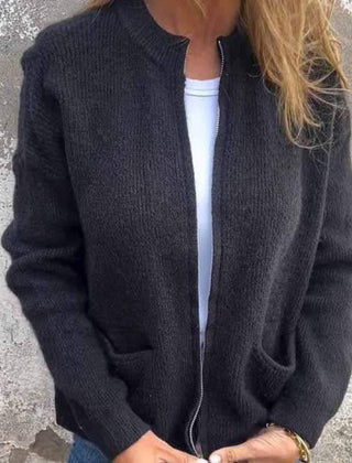Dame Cardigan med Lynlås og Lommer