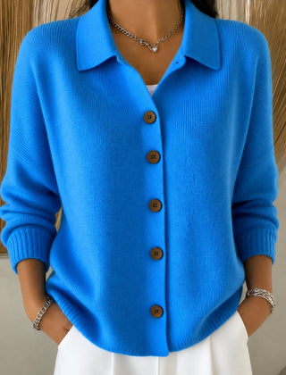 Dame Cardigan med Krave og Knapper