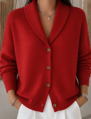 Dame Cardigan med Krave og Knapper